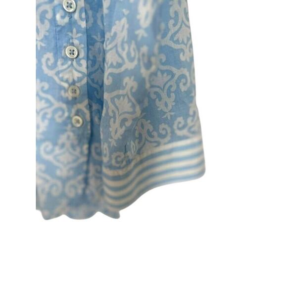 Talbots Tunic Top Shirt Womens XL Petite Blue White Medallion Print Button Flowy - Picture 5 of 9